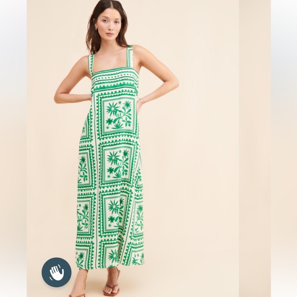Anthropologie | Dresses | Mon Renns X Anthropologie Green Patterned Maxi  Dress | Poshmark